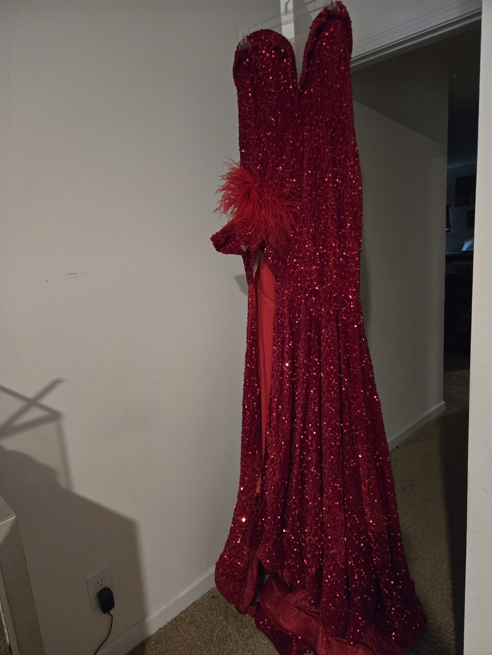 Red Sequin Evening Gown by